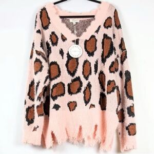 SOLD Umgee Animal Print Pink Sweater